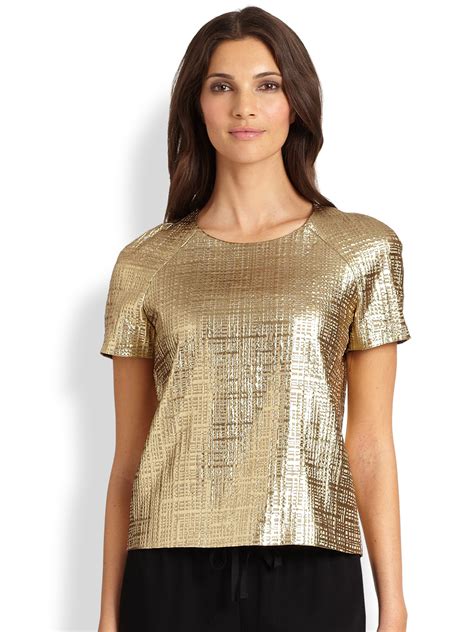 metallic gold women's tops.